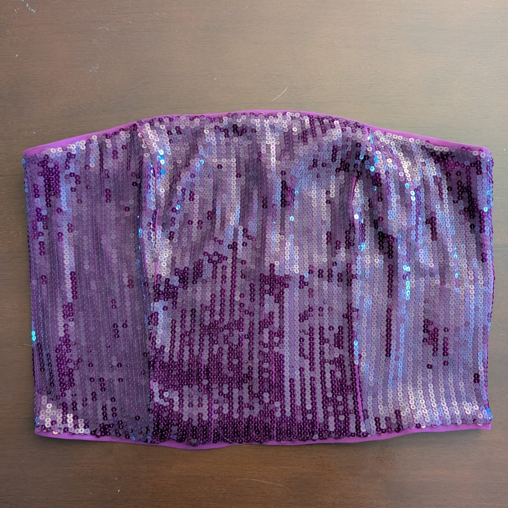 Purple Sequin Strapless Top